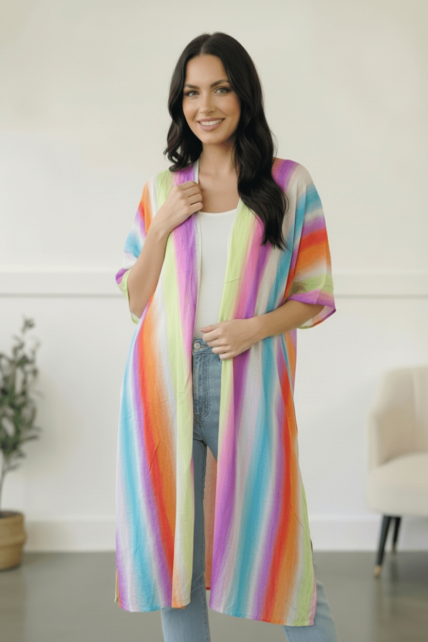 Caught in Technicolor Open Kimono - Nikki and Co Boutique
