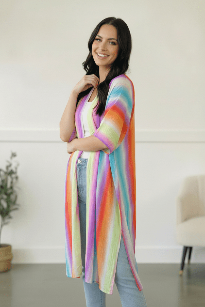 Caught in Technicolor Open Kimono - Nikki and Co Boutique