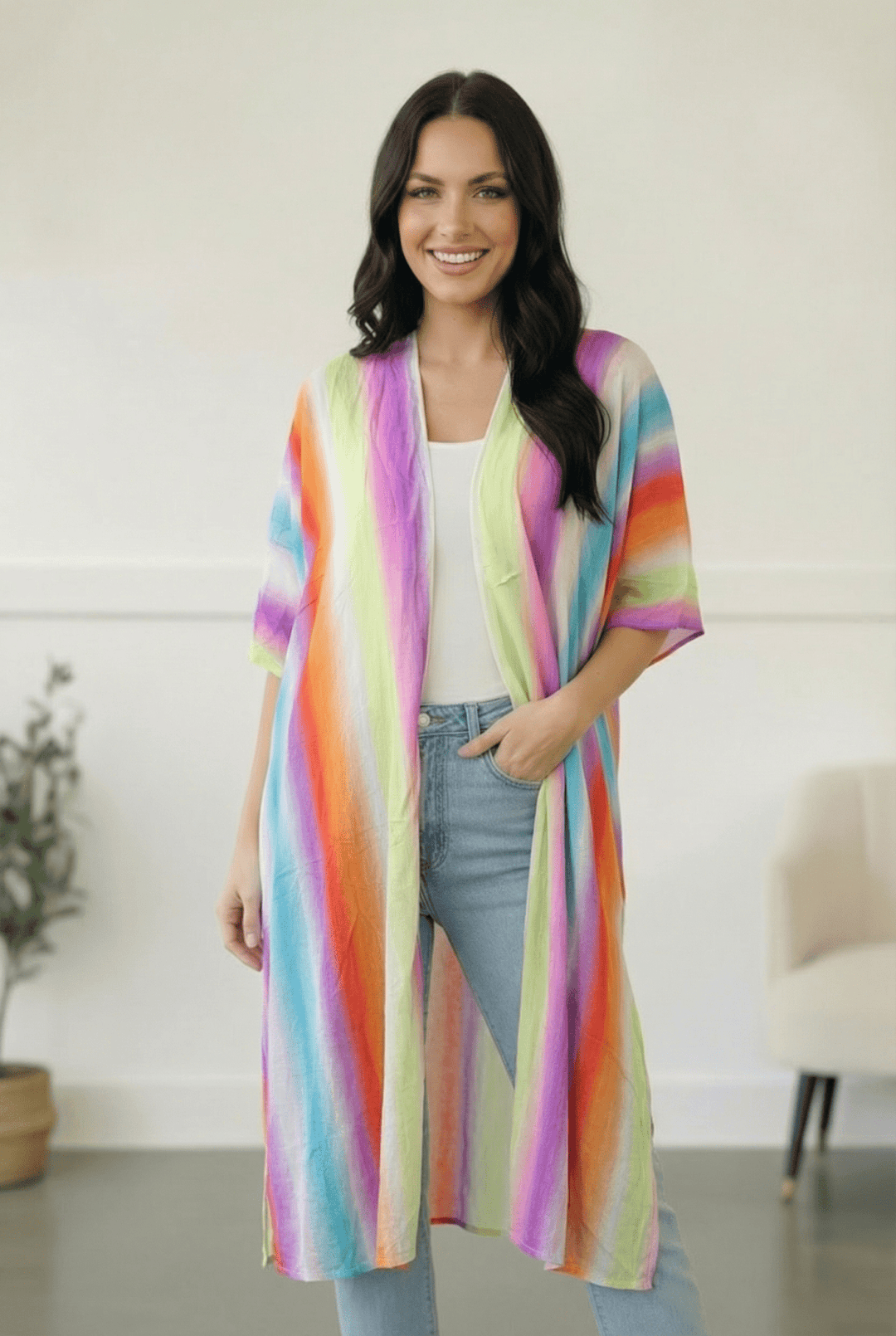 Caught in Technicolor Open Kimono | Nikki &amp; Co. Boutique