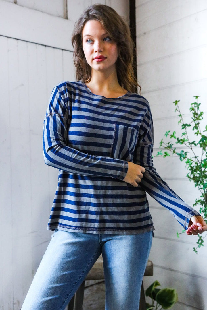 Navy Days Long Sleeve Top | Nikki &amp; Co. Boutique