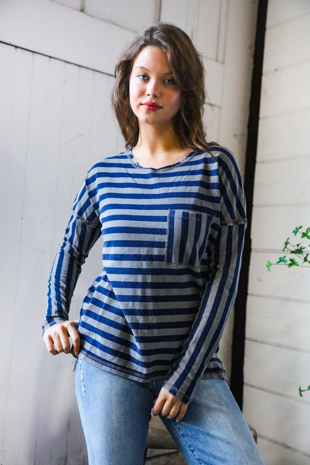 Navy Days Long Sleeve Top | Nikki &amp; Co. Boutique