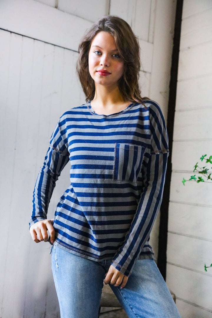 Navy Days Long Sleeve Top | Nikki &amp; Co. Boutique