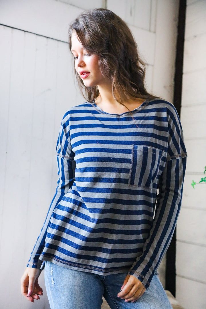 Navy Days Long Sleeve Top | Nikki &amp; Co. Boutique