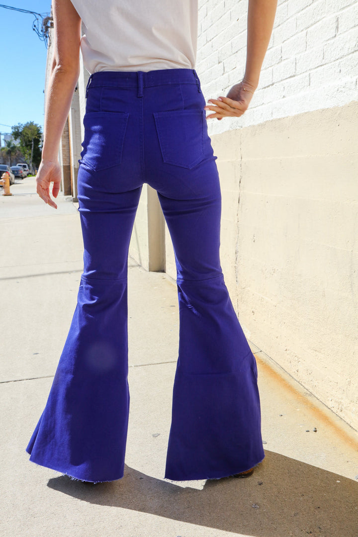 All You Need Sapphire High Waist Flare Leg Denim Jeans | Nikki &amp; Co. Boutique