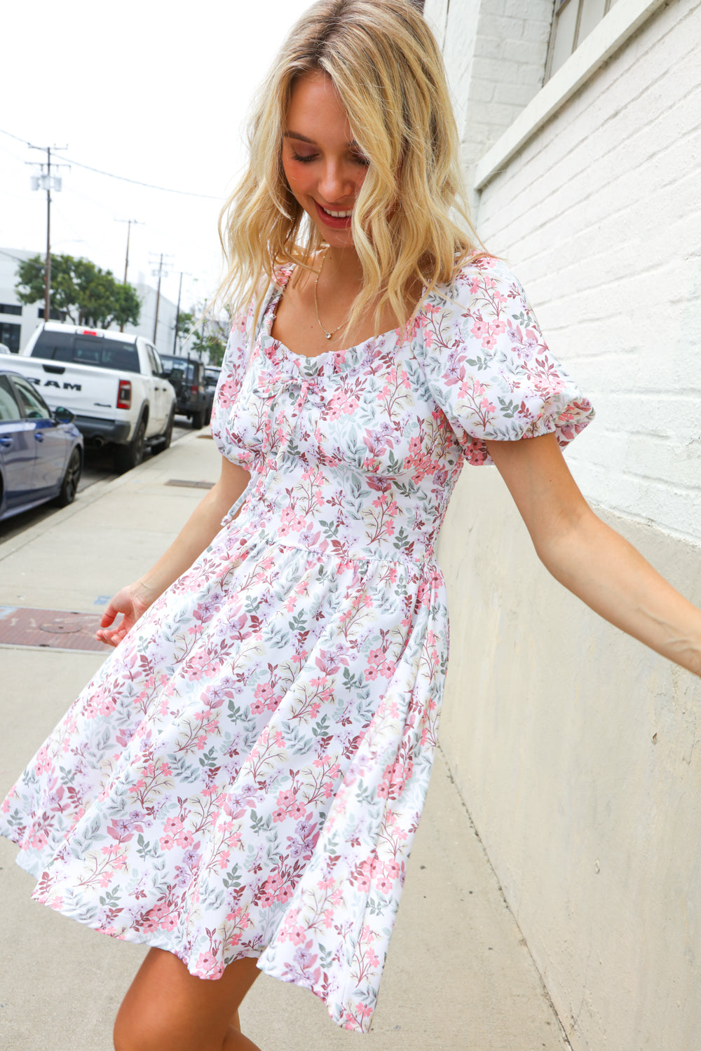 Lock Eyes Cream Floral Print Sweetheart Neck Fit &amp; Flare Dress | Nikki &amp; Co. Boutique