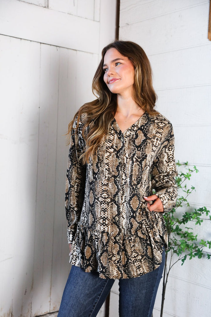 Follow Your Instincts Button Down Blouse - Nikki &amp; Co. Boutique