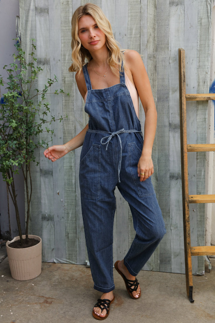 Weekend Ready Cotton Denim Baggy Leg Bib Overall Jumper | Nikki &amp; Co. Boutique