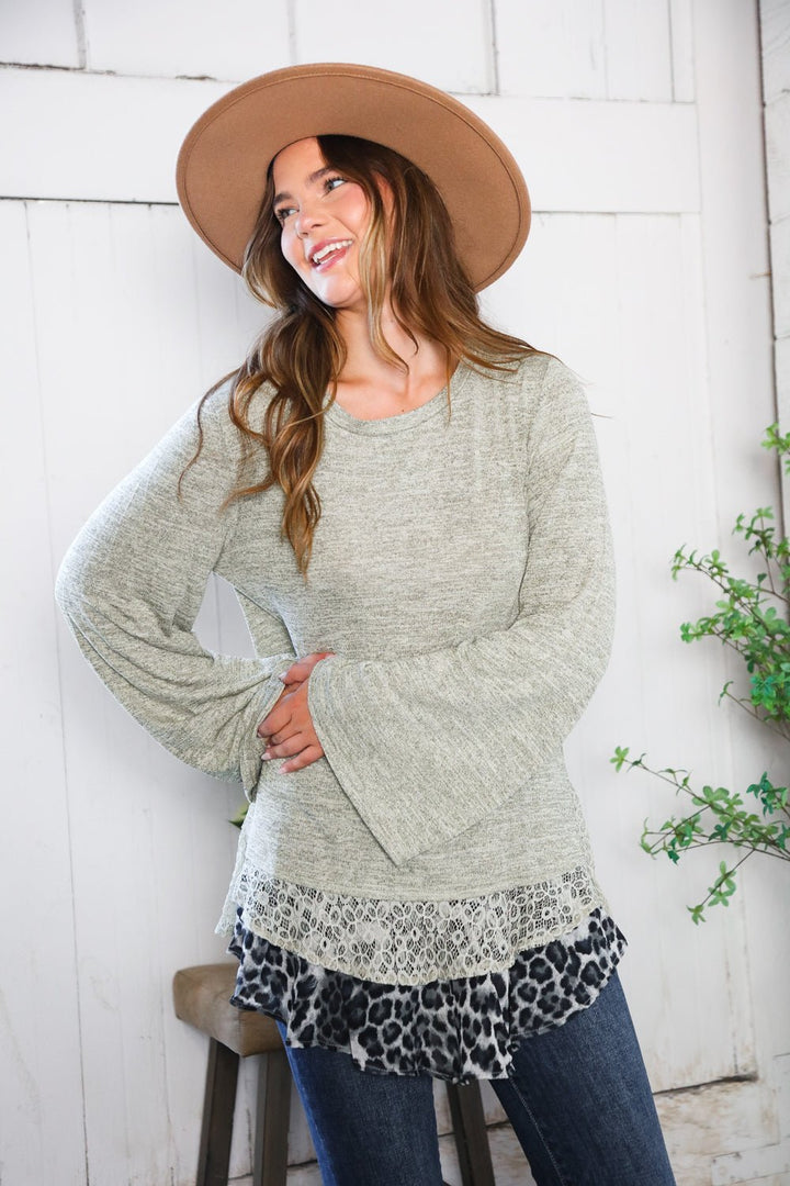 For the Love of Lace Leopard Trim Sweater | Nikki &amp; Co. Boutique