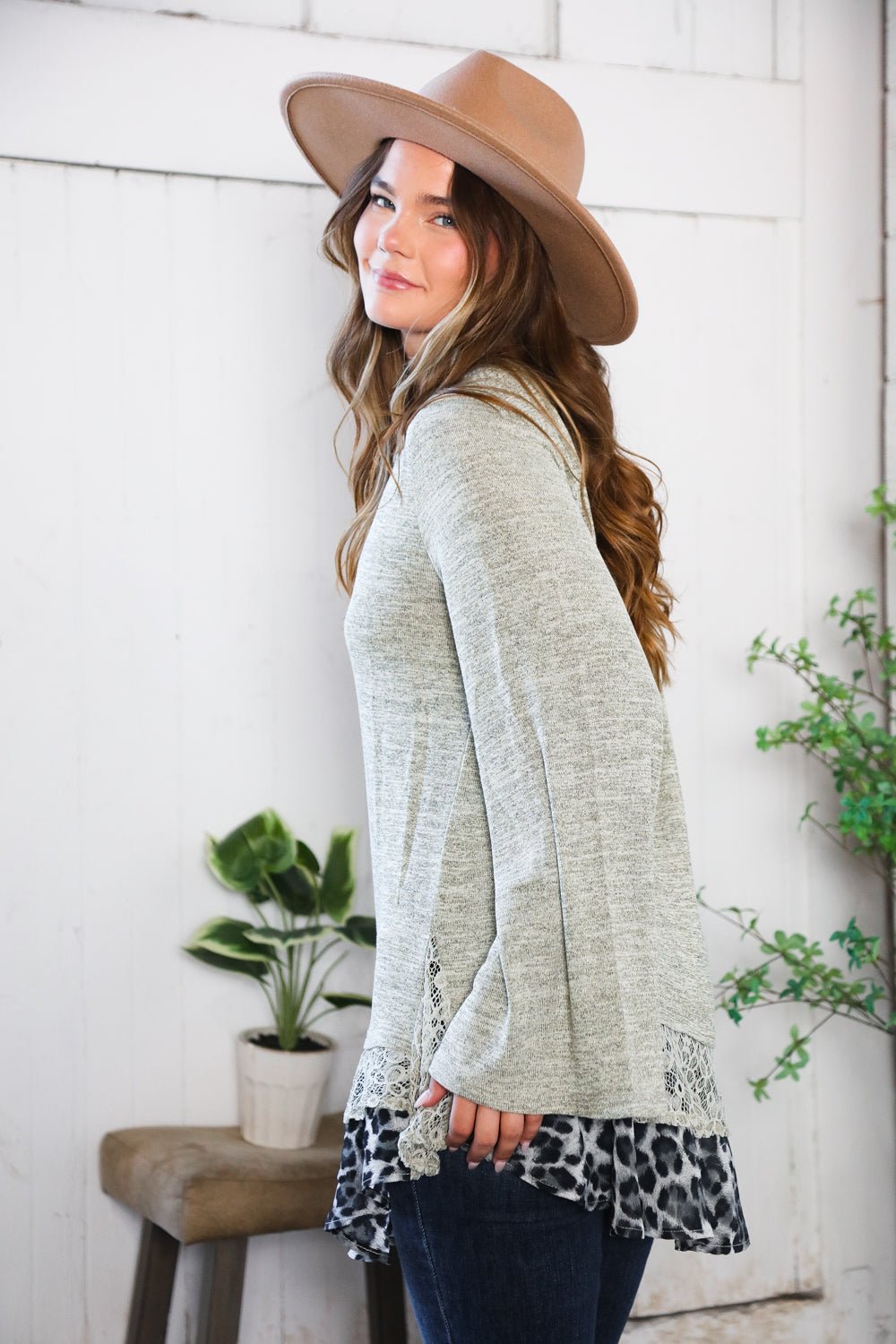 For the Love of Lace Leopard Trim Sweater | Nikki &amp; Co. Boutique