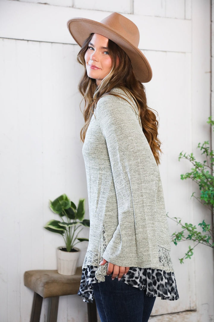 For the Love of Lace Leopard Trim Sweater | Nikki &amp; Co. Boutique
