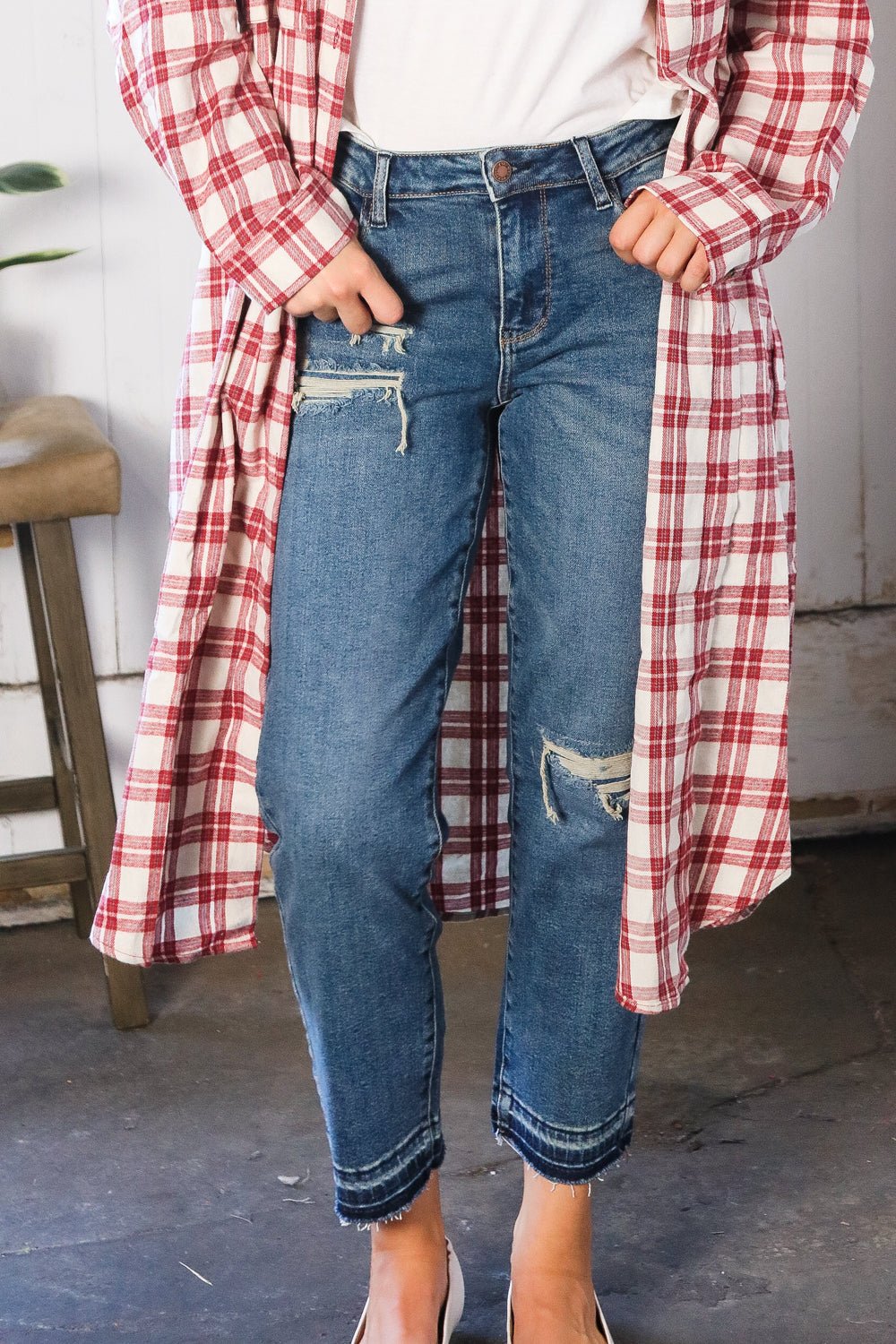 JUDY BLUE Boyfriend Fit Rip Denim Jeans - Nikki &amp; Co. Boutique