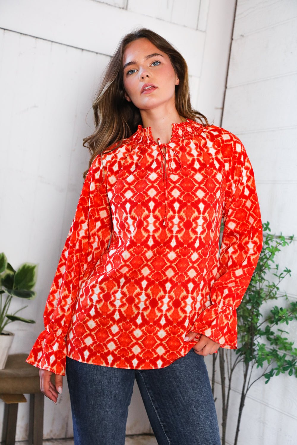 Red Hot Ruffles Woven Blouse - Nikki and Co Boutique