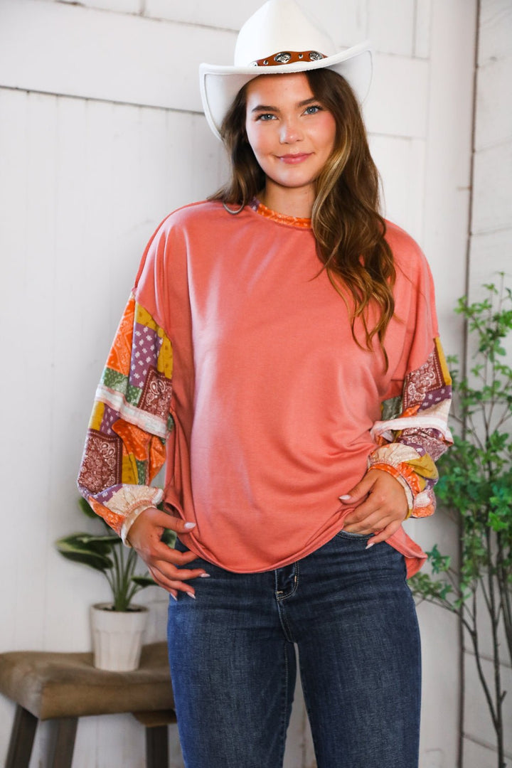 Wanderlust Patchwork Long Sleeve Top | Nikki &amp; Co. Boutique