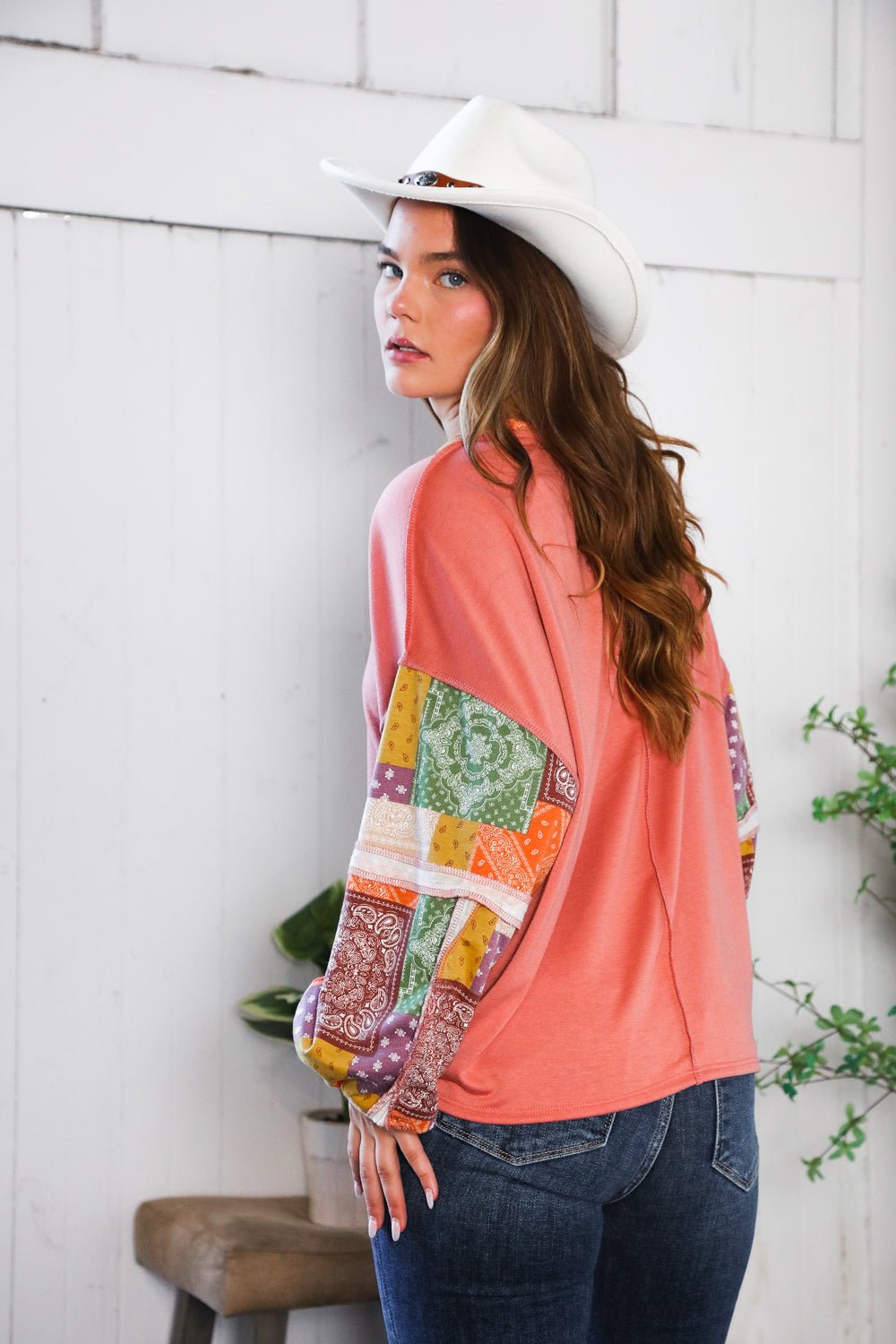 Wanderlust Patchwork Long Sleeve Top - Nikki & Co. Boutique