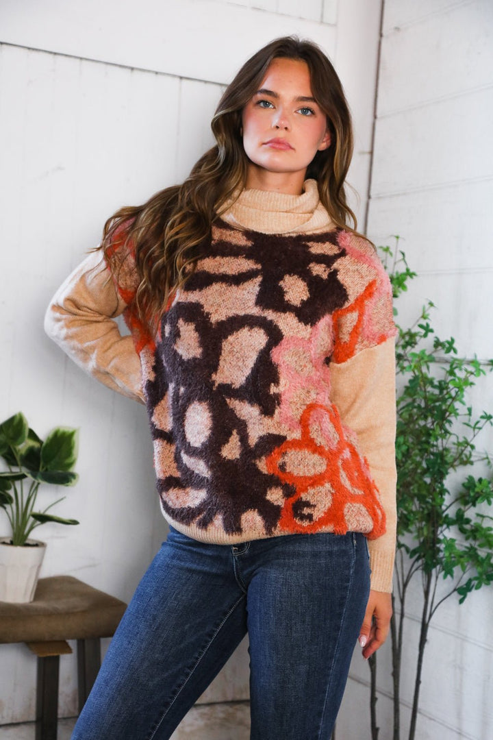 Blooms in Autumn Turtleneck Cozy Sweater | Nikki &amp; Co. Boutique
