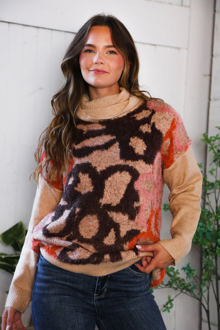 Blooms in Autumn Turtleneck Cozy Sweater | Nikki &amp; Co. Boutique