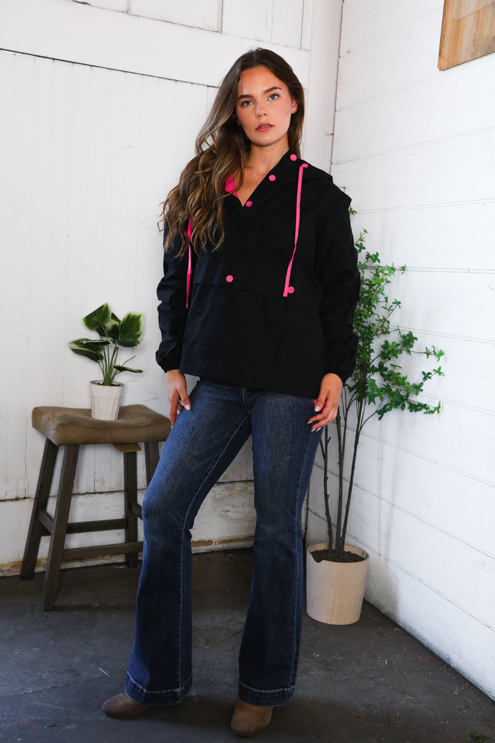 Glow Up Pink and Black Hooded Jacket | Nikki &amp; Co. Boutique