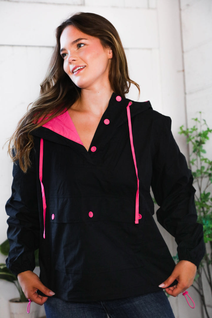 Glow Up Pink and Black Hooded Jacket | Nikki &amp; Co. Boutique