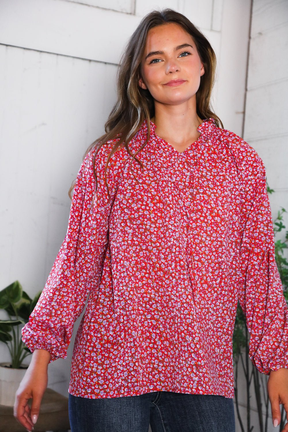 Poppy Daydream Floral Woven Blouse - Nikki and Co Boutique