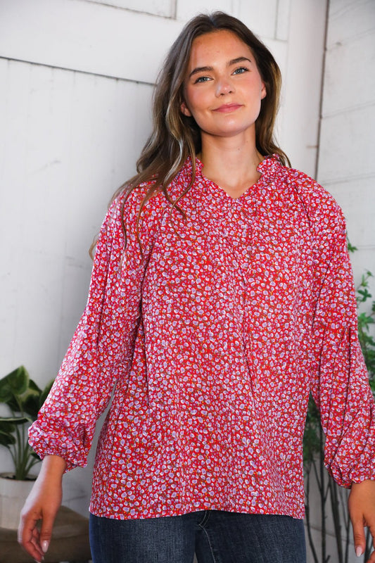 Poppy Daydream Floral Woven Blouse - Nikki and Co Boutique
