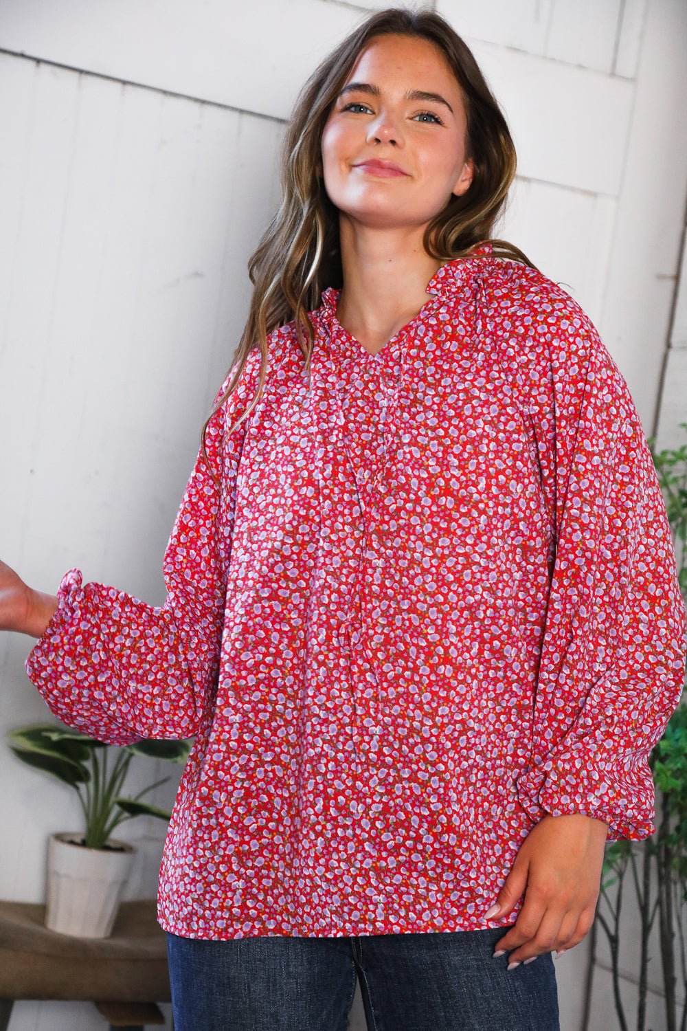 Poppy Daydream Floral Woven Blouse - Nikki and Co Boutique