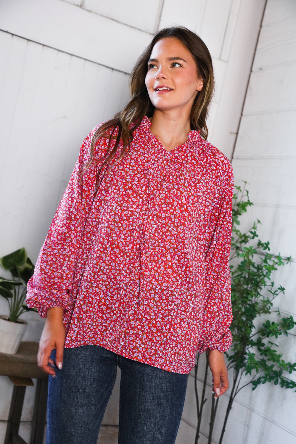 Poppy Daydream Floral Woven Blouse - Nikki and Co Boutique