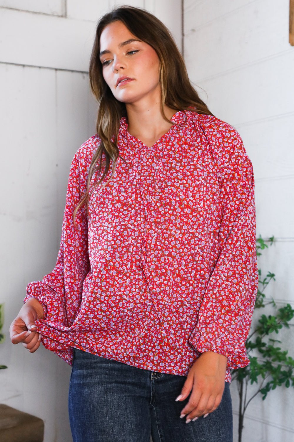 Poppy Daydream Floral Woven Blouse - Nikki and Co Boutique