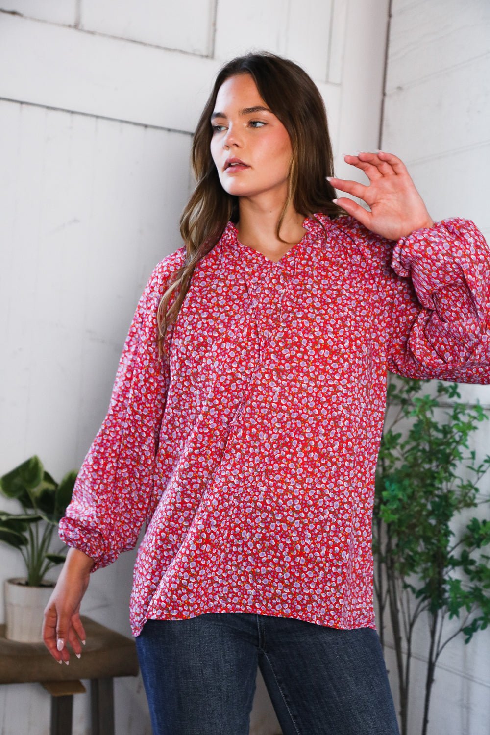 Poppy Daydream Floral Woven Blouse - Nikki and Co Boutique