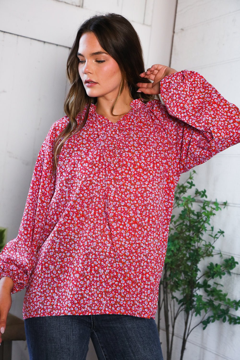 Poppy Daydream Floral Woven Blouse - Nikki and Co Boutique