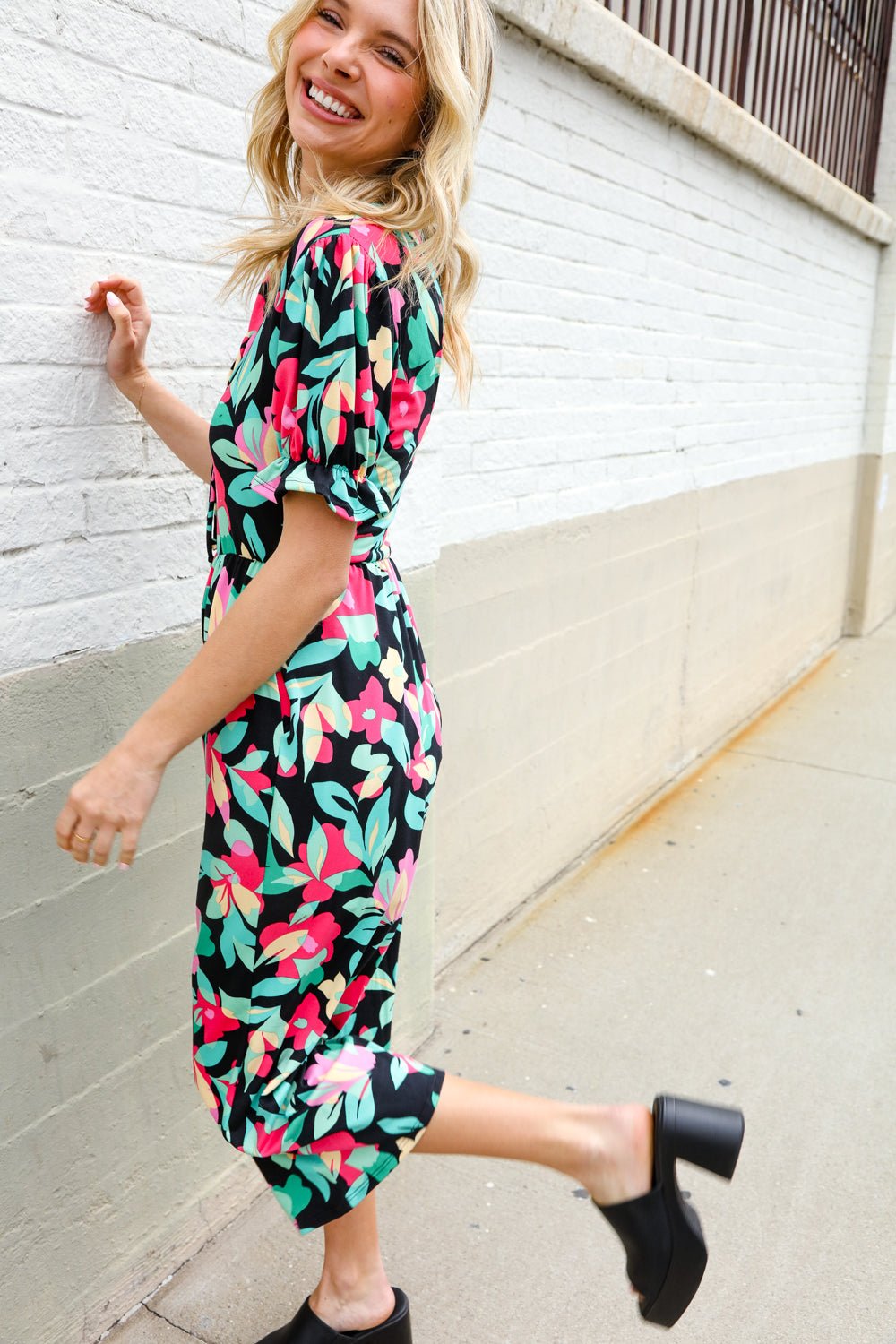 Spring Vibes Tropical Floral Ruffle Sleeve Wide Leg Jumpsuit - Nikki &amp; Co. Boutique