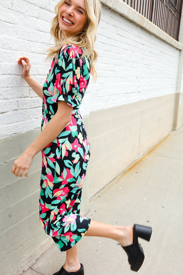 Spring Vibes Tropical Floral Ruffle Sleeve Wide Leg Jumpsuit - Nikki &amp; Co. Boutique