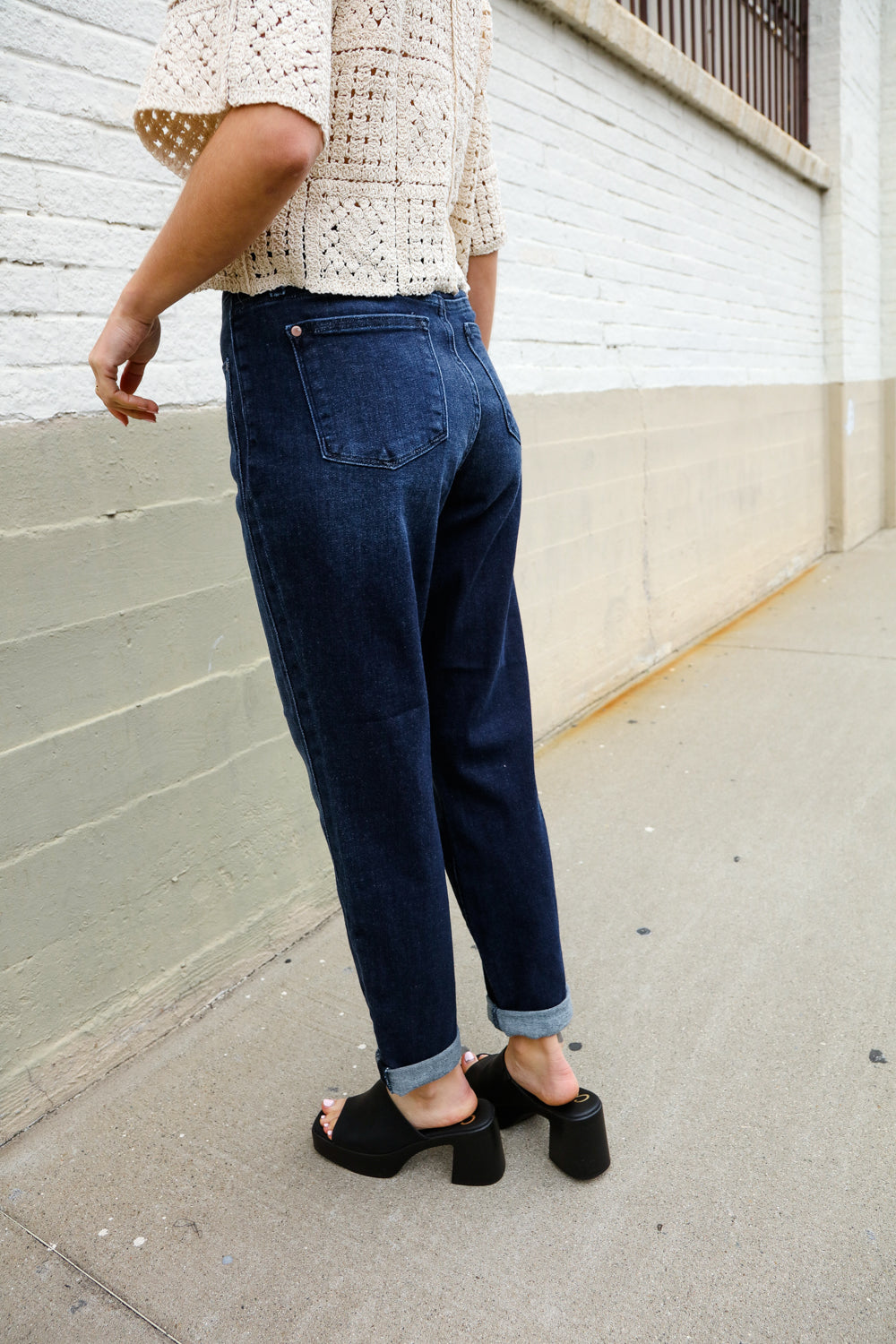 Judy Blue High-Rise Boyfriend Dark Blue Wash Jeans | Nikki &amp; Co. Boutique