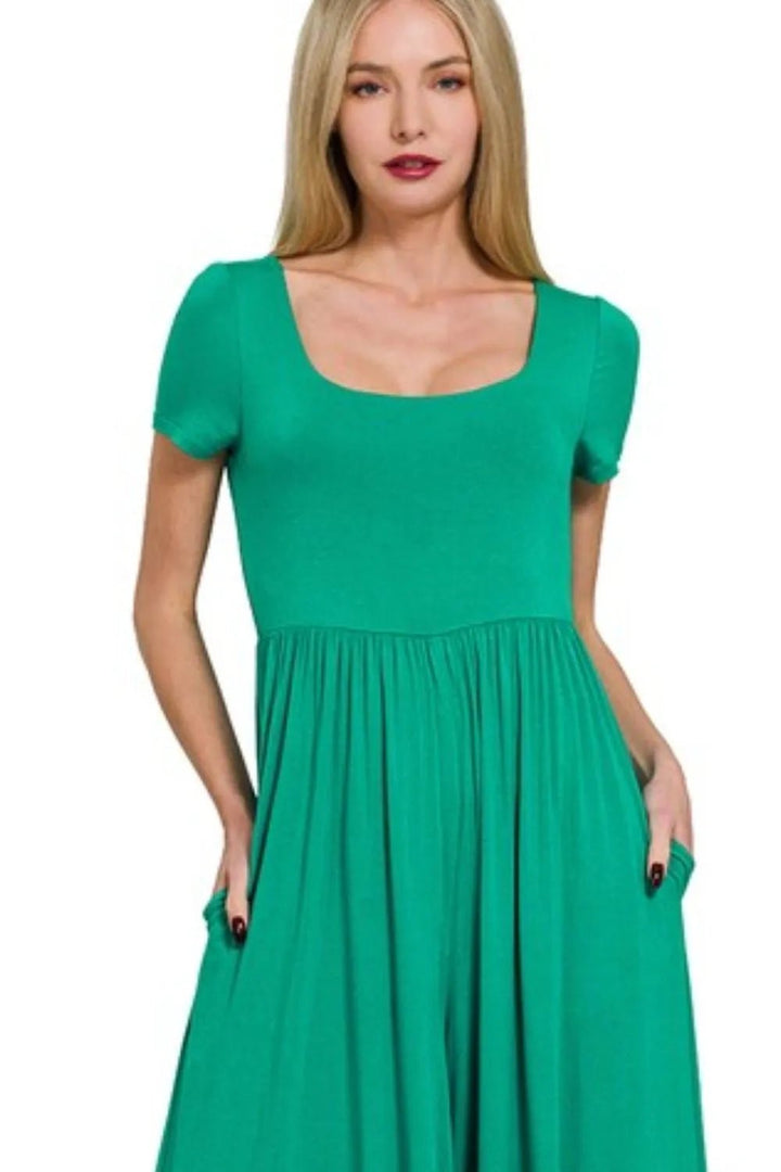 Zenana Double Layered Shorts Sleeve Jumpsuit | Nikki &amp; Co. Boutique