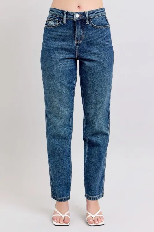 Judy Blue Full Size High Waisted Rigid Magic Non - destroy Straight Leg Jeans Plus Size - Nikki &amp; Co. Boutique
