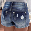 Street Trend Retro Double-button High-waisted Denim Shorts.New Summer Fashion Washed Ripped Stretch Casual Short Jeans for Women