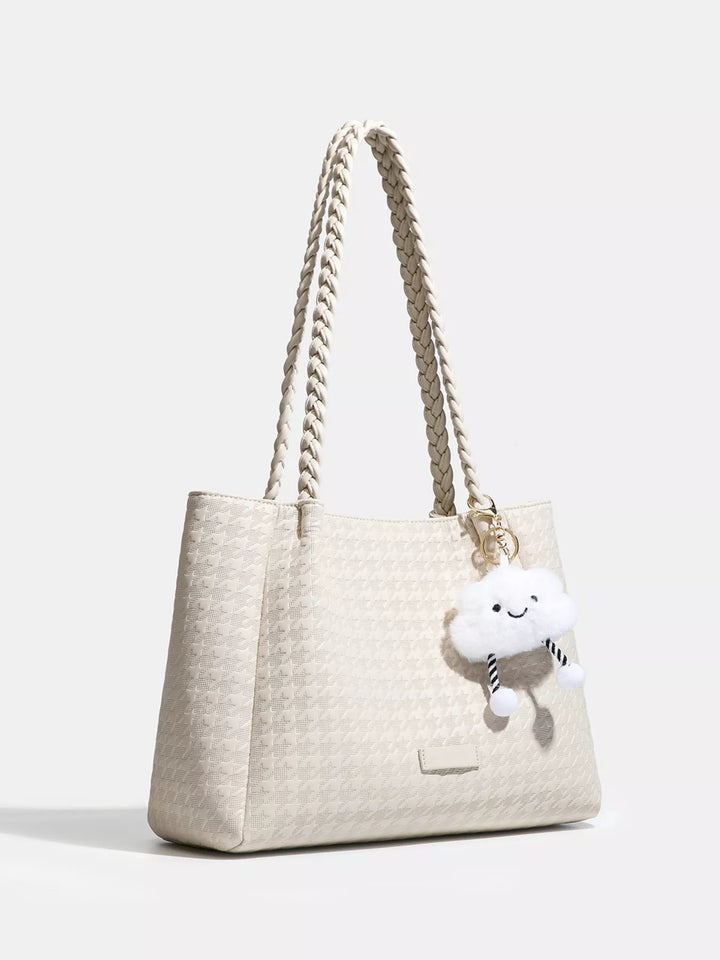 Houndstooth Pattern Shoulder Bag in White - Nikki &amp; Co. Boutique