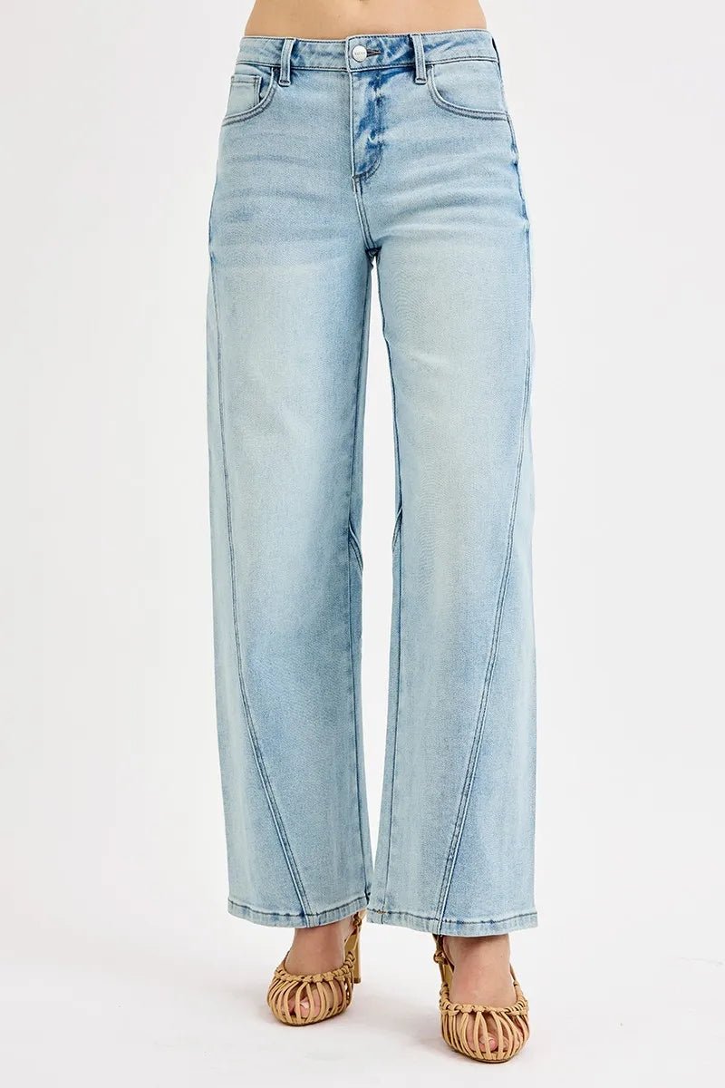 RISEN Full Size Mid Rise Fit Barrel Jeans Plus Size - Nikki &amp; Co. Boutique