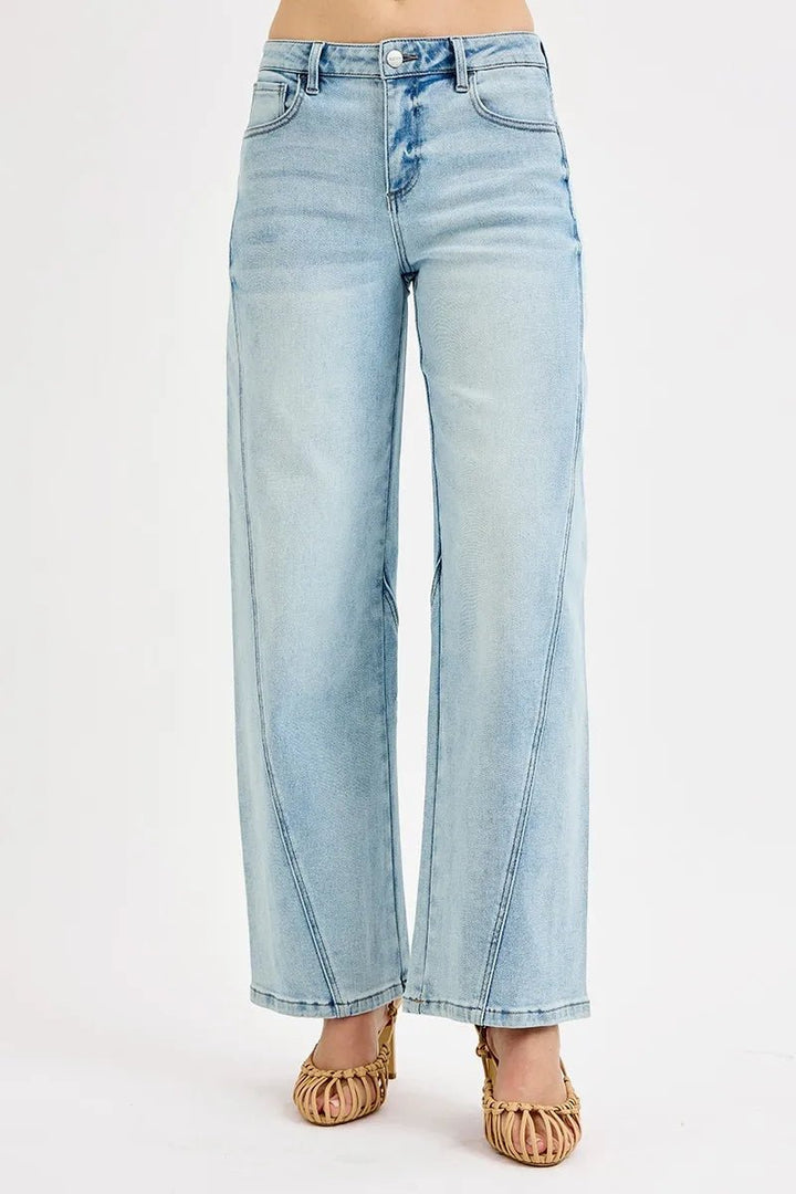 RISEN Full Size Mid Rise Fit Barrel Jeans Plus Size - Nikki &amp; Co. Boutique