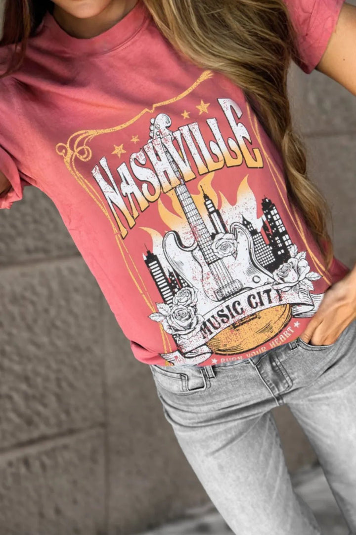 Mineral Nashville Music City Graphic Retro T-Shirt - Nikki &amp; Co. Boutique