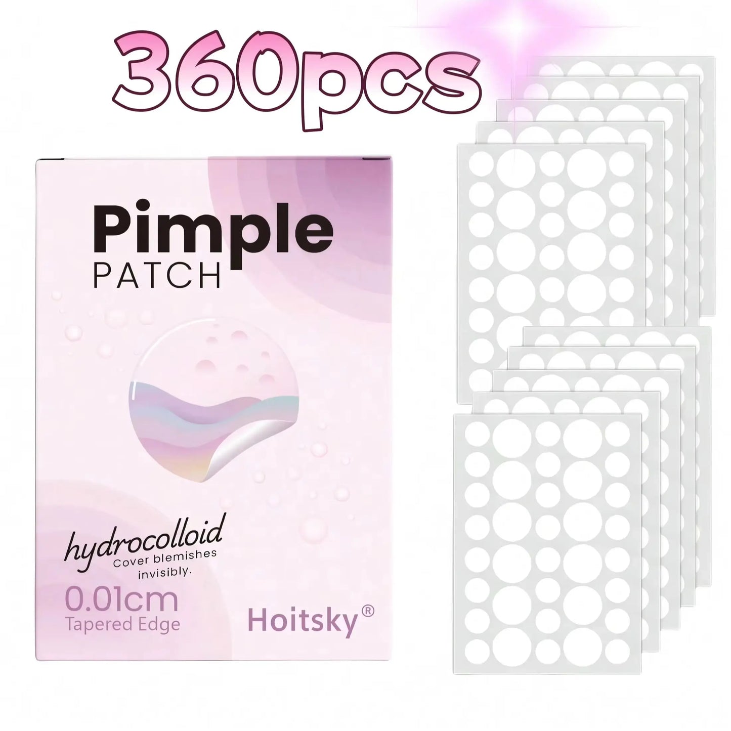 180/360 pieces of transparent, skin tone water-based gel acne patches, suitable for covering acne and pimples