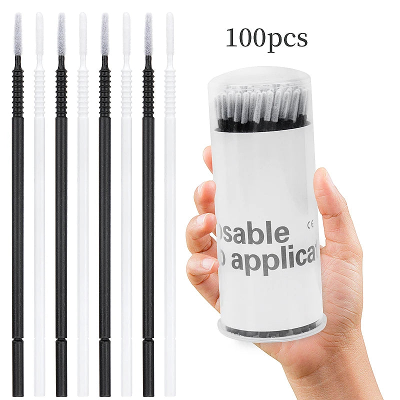 100 Pcs Dental Disposable, Micro Applicator Brushes - Long Head Brush, Bendable Sticks for Makeup Dentistry Care - Teeth Cleaning Tools