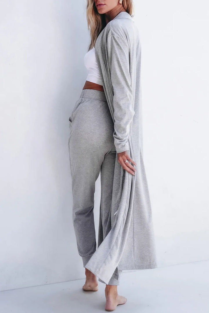 Open Front Long Sleeve Cardigan and Pants Lounge Sets | Nikki &amp; Co. Boutique
