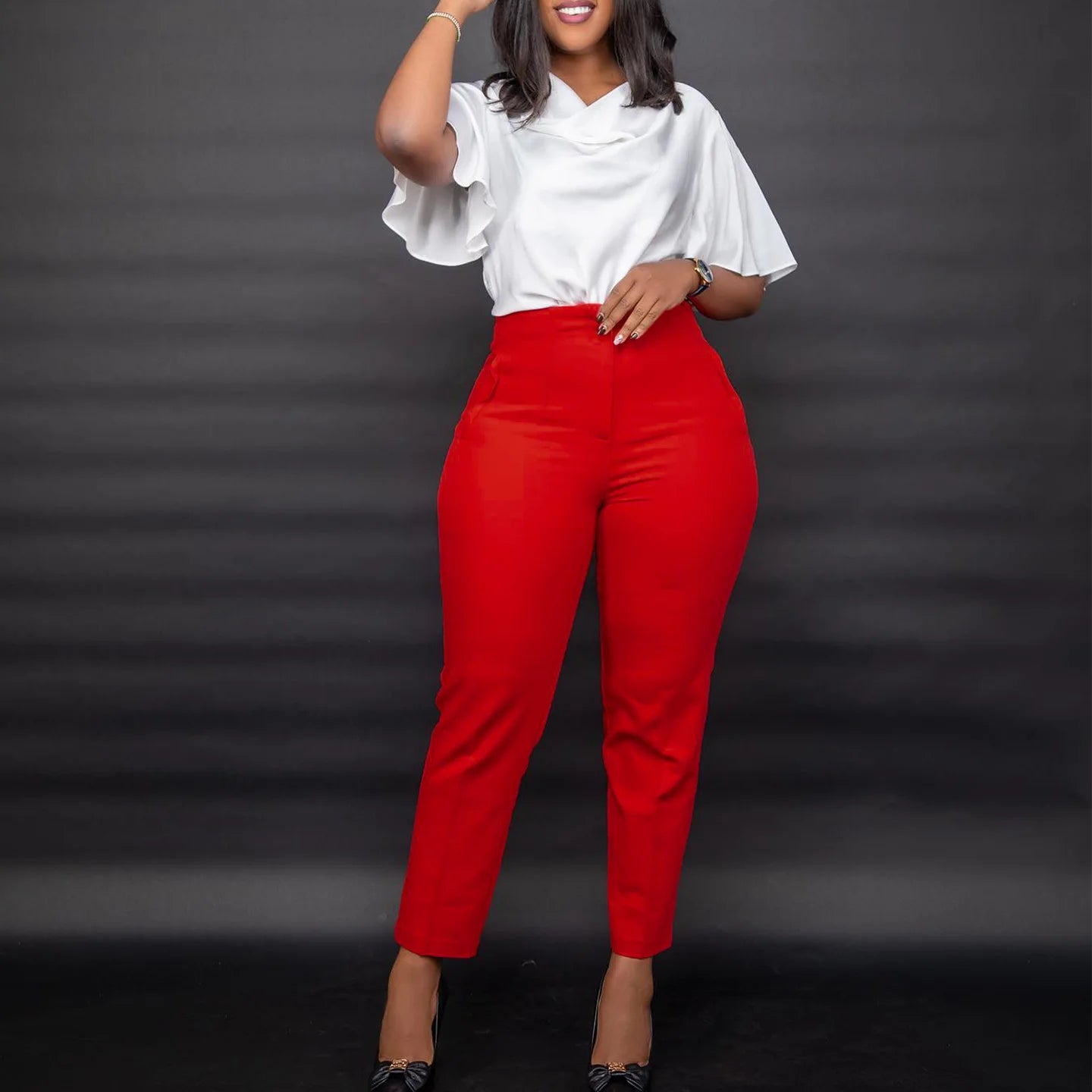 Work Pants for Women Office Elegant High Waisted Solid Skinny African Ladies Fashion Business Work Pencil Pants Bottoms New