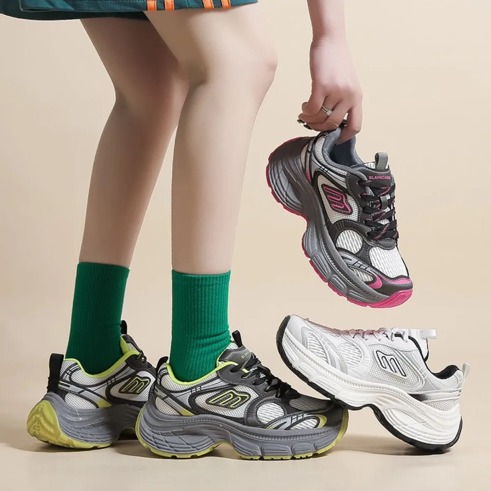 Letter Lace - Up Round Toe Athletic Shoes - Nikki and Co Boutique