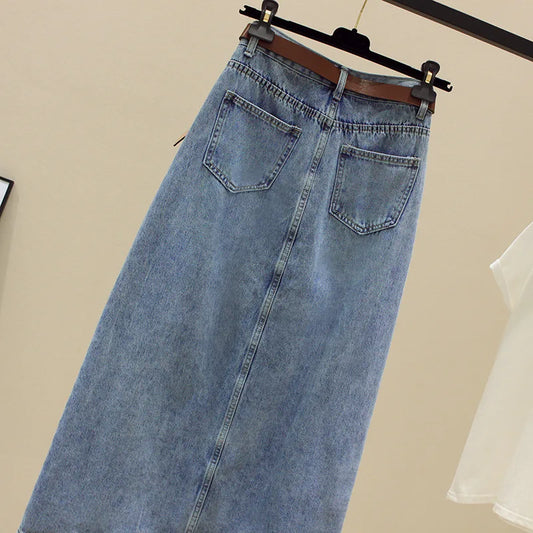 Sexy Wrap Buttocks Denim Skirts Women High Waist Washed Skirt Solid Spliced Slim Fit Distressed Pockets Zipper Fly Casual