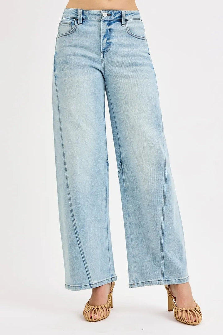 RISEN Full Size Mid Rise Fit Barrel Jeans Plus Size - Nikki &amp; Co. Boutique