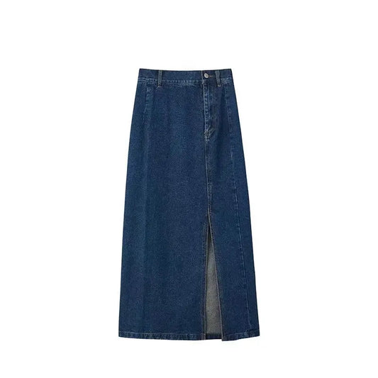 Retro High Waist Slim Fit Denim Skirt Women plus Size Mid-Length Bodycon Skirt