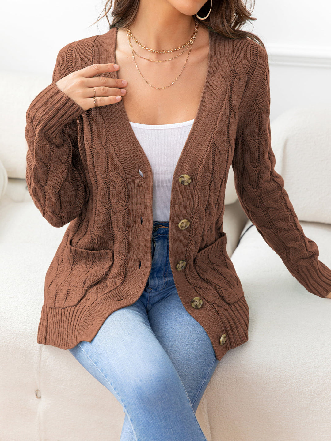Button Down Cable-Knit Cardigan | Nikki &amp; Co. Boutique