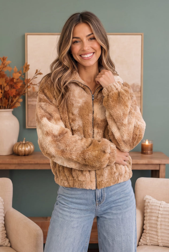 Homecoming Faux Fur Zip Up Jacket - Nikki &amp; Co. Boutique