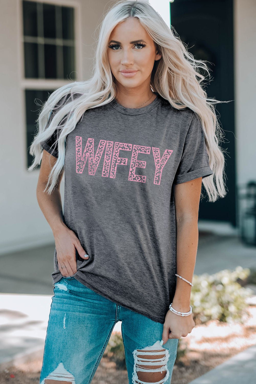 WIFEY Leopard Graphic Shorts Sleeve Tees | Nikki &amp; Co. Boutique